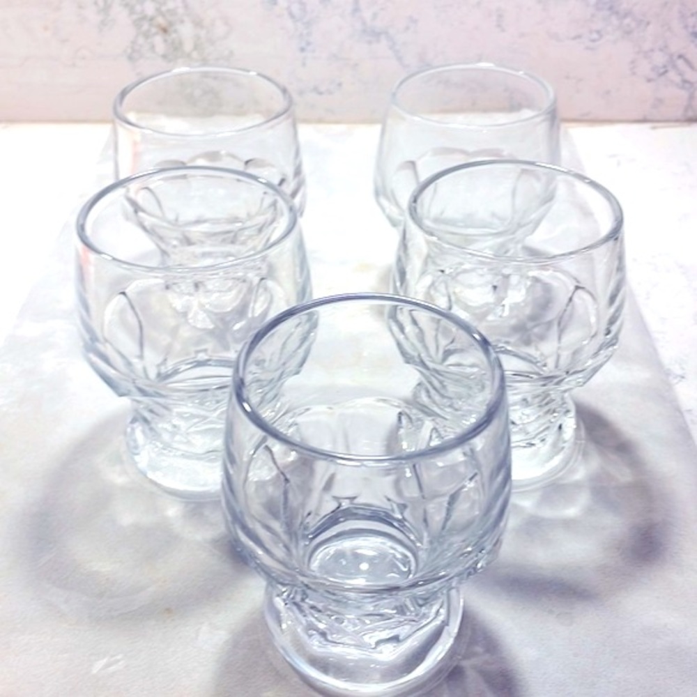 Georgian Tumblers Set of 5 Cambridge Glass Co Vintage 4 Sided Diamond Design EUC